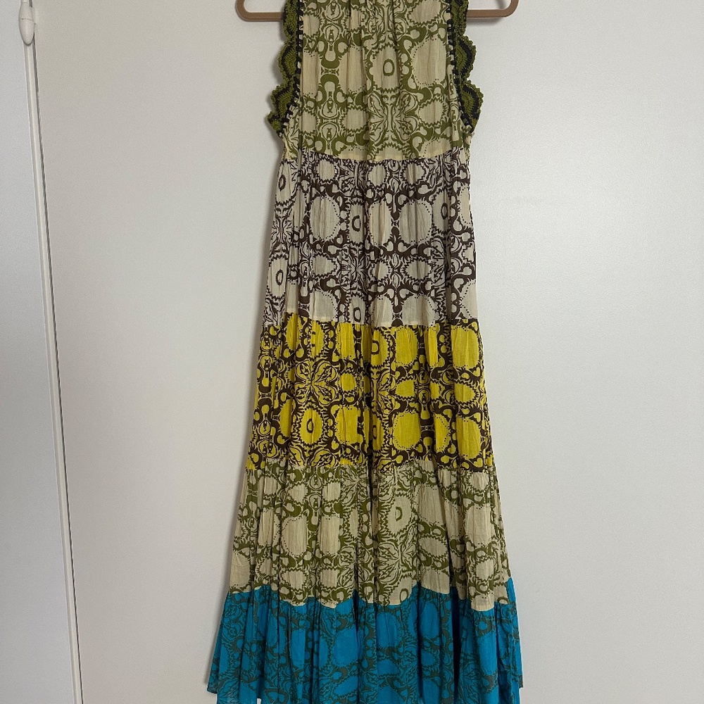 Zara Cotton and Crochet Multicolored Midi dress Sz M - NWOT - Picture 3 of 7